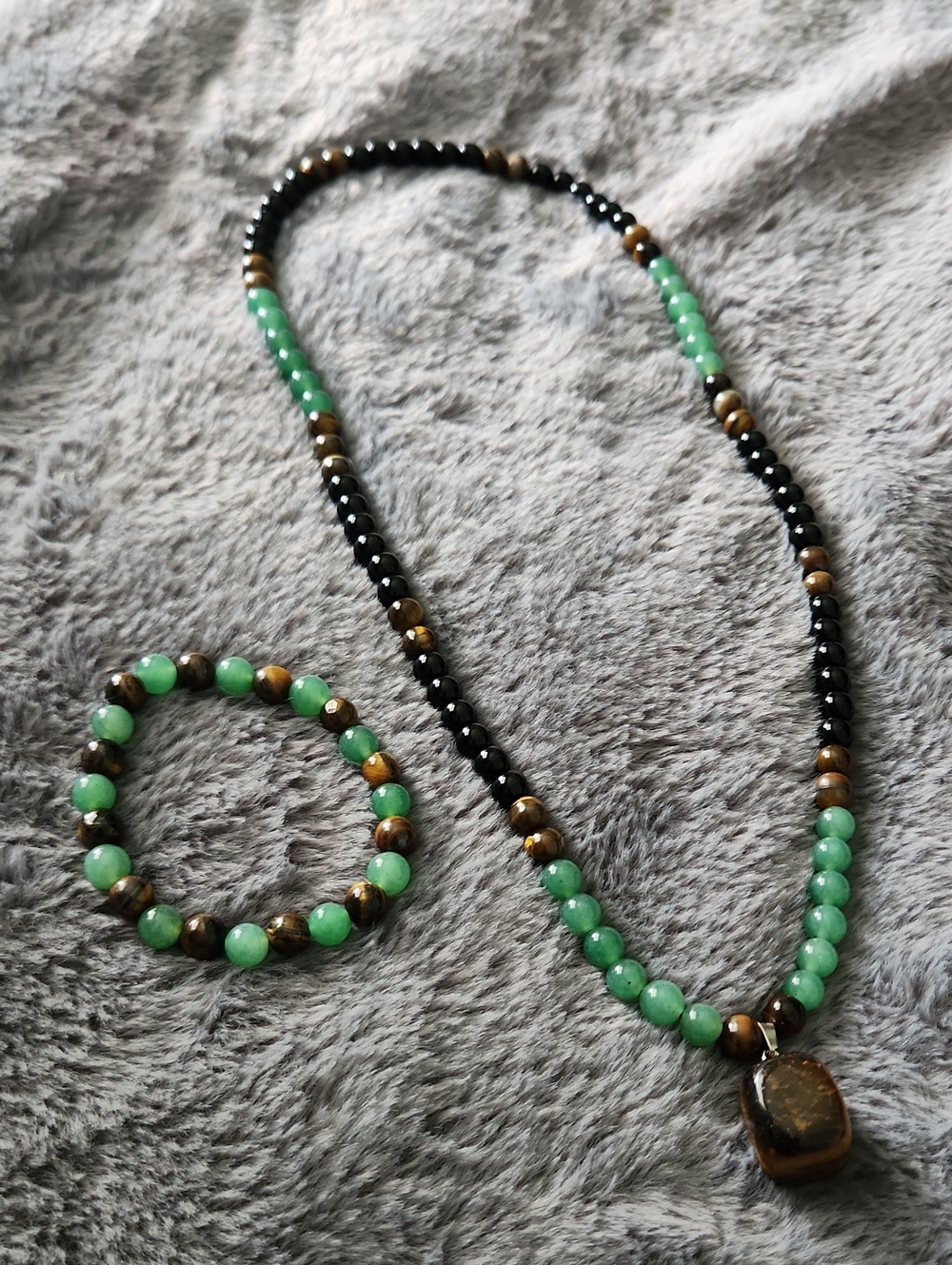 🆕️Natural Stone Bracelet And Necklace Set For Weath And Abundance